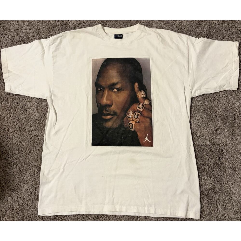 cityLAB MJ White Graphic Men's T-Shirt 3XL Jersey Cotton Crew Neck Short Sleeve